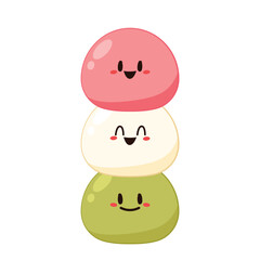 Cute Mochi cartoon vector. Mochi icon vector. Japanese rice dessert.