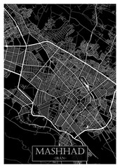 Mashhad Iran City Street Map. abstract city banner, colorful urban paint, abstract watercolor, downtown