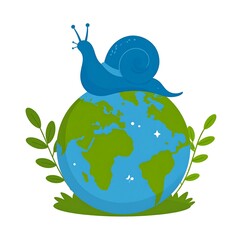 Snail on a globe, nature theme