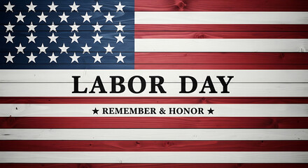 Labor Day patriotic wood background with American flag stripes and stars