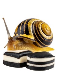 Snail on licorice candies