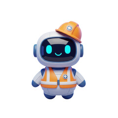 Naklejka premium Cute Robotic Construction Worker Ready To Build Your Future Projects With Fun