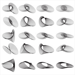 vector set of black and white abstract shapes