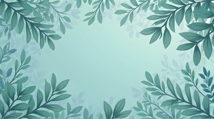 Green Leaf Frame with Soft Background for Text or Design