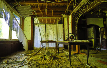 Dinner Room in an abandoned retro Hotel