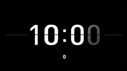 Flat Style Digital Countdown Timer Displaying Ten Seconds to Zero isolated on a transparent background