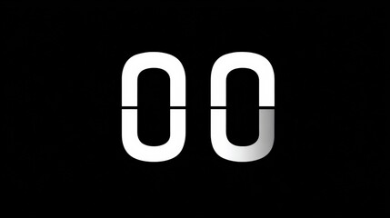 Flat Style Digital Countdown Timer Showing Zero Seconds White Numbers isolated on a transparent background