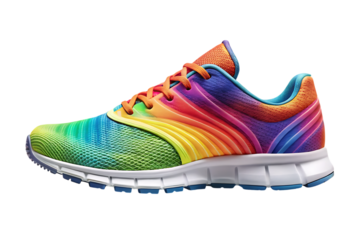 Colorful Cool Running Sneakers Mockup – Isolated on White Background – PNG – GENERATIVE AI
