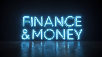 Light Blue Neon Finance Money Sign Glowing isolated on a transparent background image 1