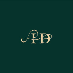 organic curve wedding monogram initial logo design letter elegant style with wavy line ID