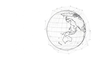 Global network graphic with connections around earth on white - Powered by Adobe