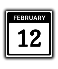 black calendar icon February month date 12