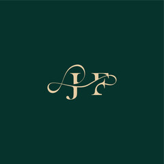 organic curve wedding monogram initial logo design letter elegant style with wavy line JF