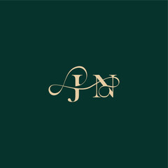 organic curve wedding monogram initial logo design letter elegant style with wavy line JN