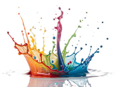 colorful ink splash on transparent background on AI generated by PNG - Powered by Adobe