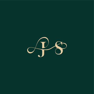 organic curve wedding monogram initial logo design letter elegant style with wavy line JS