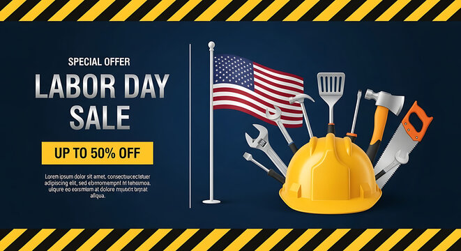 Labor Day Sale up to 50 percent off with American flag tools
