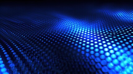 Blue Neon Grid: Abstract Digital Data Flow in a High-Tech Future Space