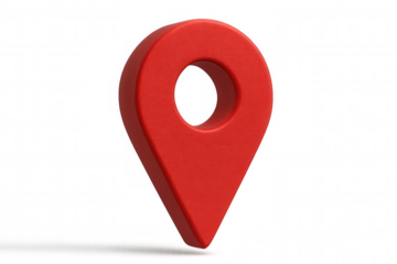 Red location pin indicating precise coordinates on a transparent background, ideal for travel and navigation projects