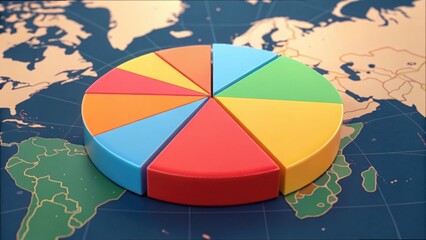 Colorful Pie Chart on World Map Illustrating Rising Global Conflict Trends