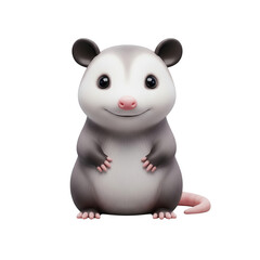 Fototapeta premium Cute Opossum Cartoon Character Standing Tall With Transparent Smooth Background Illustration