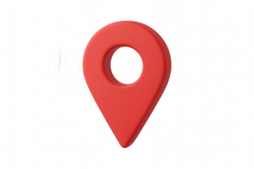 Red location pin pointing a specific spot on a transparent background, ideal for indicating places on maps or highlighting locations