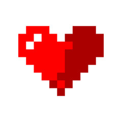 Obraz premium Red heart love pixel art icon flat vector design