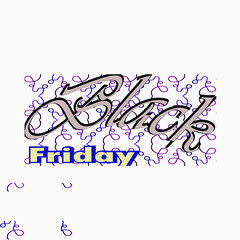 A creative abstract Black Friday design featuring flowing organic shapes, bold gradient colors, and multicolored spheres, combined with elegant typography, symbolizing energy and modern style.