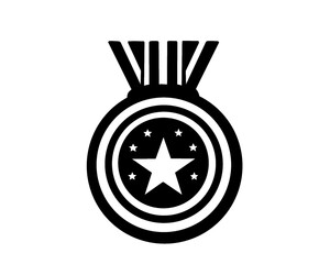 Medal silhouette, icon isolated on white background
