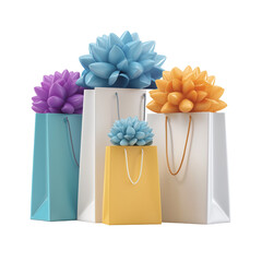 Gift Bags with Colorful Bows for Shopping and Presents