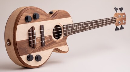Creative electric ukulele music studio instrument close-up cozy environment artistic viewpoint