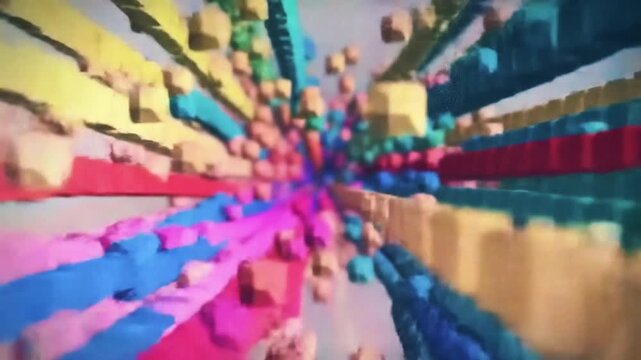 3D effect of pixels dispersing from the center and fading away