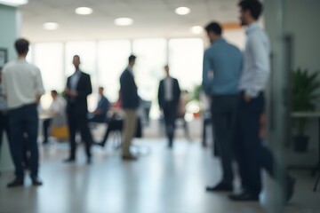 Blurred Business People Gathering in Bright Modern Office