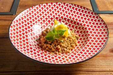 Fresh Mediterranean Greek Farro Salad with Olives, Tomatoes, Carrots, Feta Cheese and Farro, Asparagus and Artichokes
