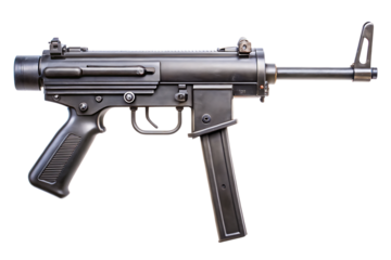 Military Submachine Gun – Isolated on White Background – PNG – GENERATIVE AI