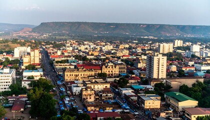 Fototapeta premium High-angle cityscape view of a bustling city center.