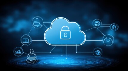 Cybersecurity strategy cloud computing digital security tech environment futuristic viewpoint protecting data privacy