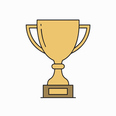 Vector illustration of a golden trophy with handles on a brown base, symbolizing victory, achievement, and awards