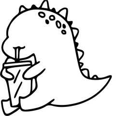 Cute Cartoon Dinosaur Outline 
