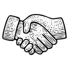 Obraz premium Handshake eco deal eco icon hand-drawn vintage sketch vector