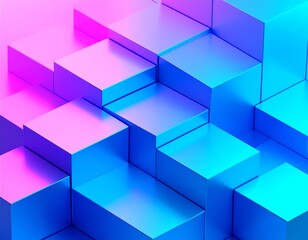 Obraz premium Abstract rendering of geometric cubic structures with vibrant gradient color transitions.