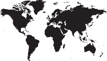 Grey Blank World Map  Printable & Editable Template