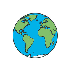 Earth Globe World Planet Continents Oceans Geography Cartoon Vector Icon Illustration. Miscellaneous Objects Icon Concept Isolated Premium Vector. Flat Cartoon Style