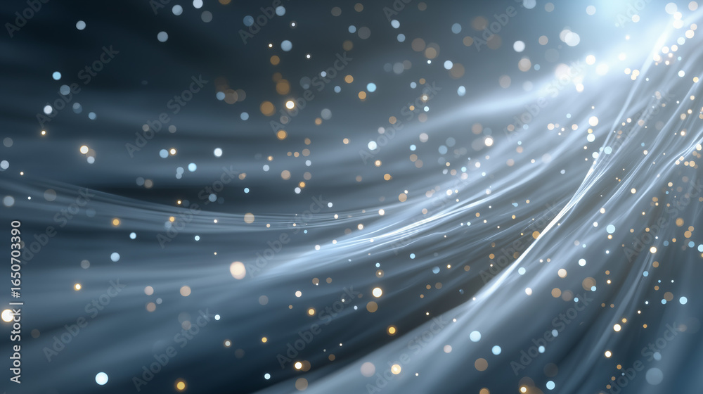 Wall mural abstract light wave: a captivating abstract composition of flowing light waves, illuminated by parti