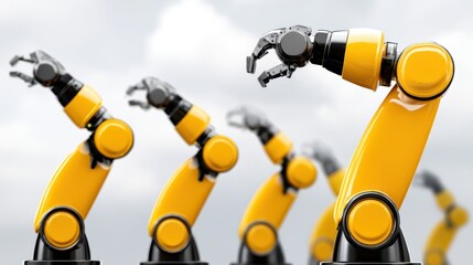 Industrial automation robotic arms in manufacturing factory technology imagery urban environment close-up view innovation