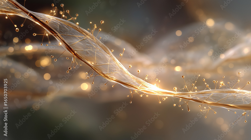 Canvas Prints golden stream: an abstract macro shot of a swirling golden stream, shimmering with particles and bok