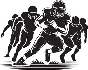 Fototapeta premium Dynamic football players in action, a powerful team rush