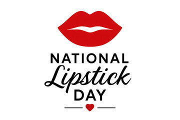 A graphic banner for national lipstick day, featuring a red lips icon and elegant typography, celebrating makeup, beauty, and cosmetics.
