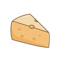 Cheese Wedge Swiss Cheddar Cartoon Vector Icon Illustration. Food Objects Icon Concept Isolated Premium Vector. Flat Cartoon Style