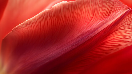 Close-up of a Red Tulip Petal with Intricate Veins